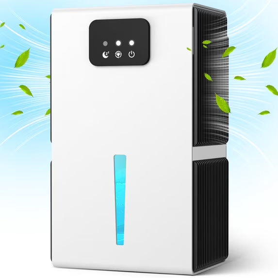 Dehumidifiers for Home, 62 OZ Dehumidifier for Room with Auto Shut Off, Sleep Mode (800 sq. ft) Portable Dehumidifier for Bathroom, Bedroom, Basement, RV, 7 Colors LED Light, White