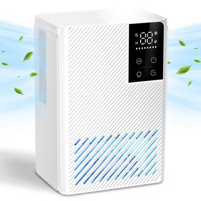 Home Dehumidifier with Quiet Sleep Mode, 24H Timer, Auto Shut Off & 7-Color LED Light for Bedroom, Bathroom & Basement