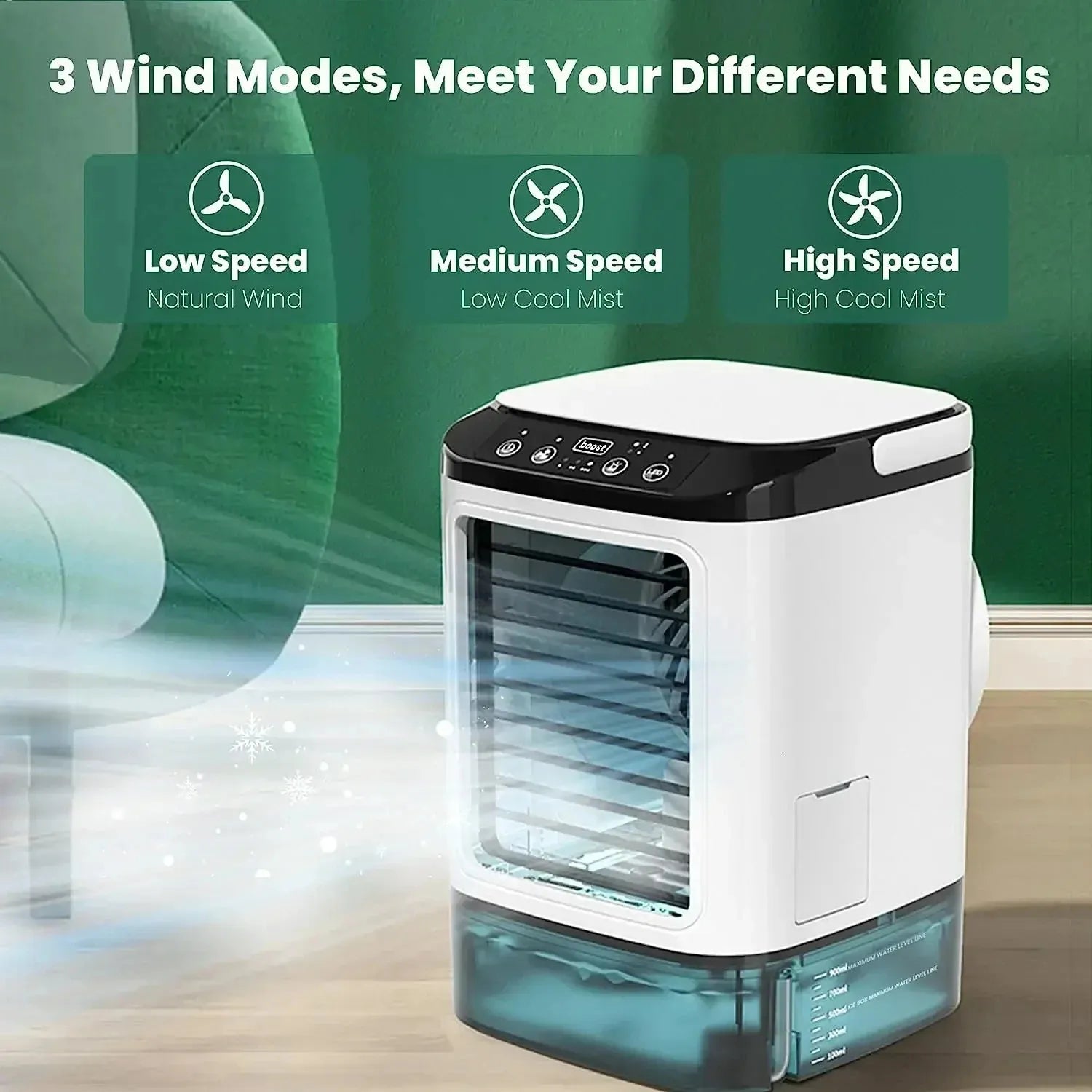 Air Conditioner Portable Fan Desktop Dual Spray Ultrasonic Atomization 3Speed Mute Cooler Night Light Electric for Home