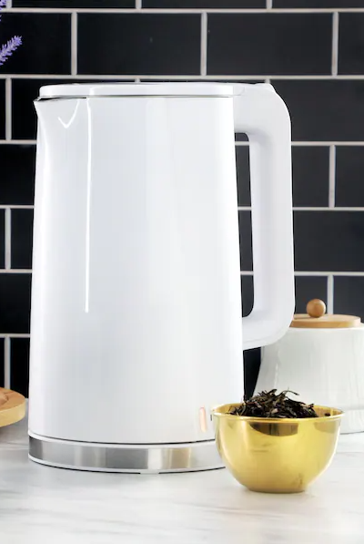 1.8 Quart Stainless Steel Electric Tea Kettle in White